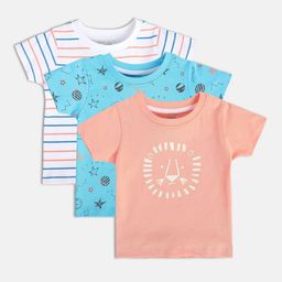 MINI KLUB Pack Of 3 Boys Printed Round Neck Cotton T-shirts-image-16