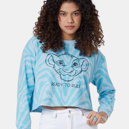 The Souled Store Women Blue Printed Oversized Sweatshirt-image-17