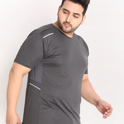 CHKOKKO Plus Men Grey Dri-FIT Training or Gym T-shirt-image-27