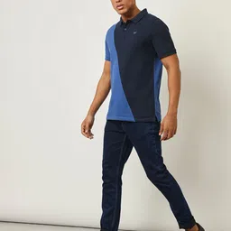 Lee Men Blue Polo Collar Pockets Slim Fit T-shirt-image-88