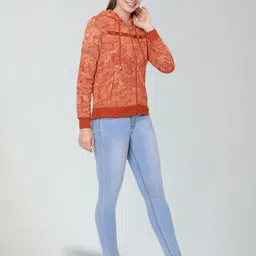 Moda Elementi Abstract Printed Rivets Hooded Sweatshirt image 5