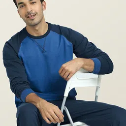 XYXX Men Blue Colourblocked Quest French Terry Cotton-Blend Sweatshirt-image-49