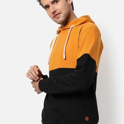 Campus Sutra Men Mustard Colourblocked Hooded Sweatshirt-image-38