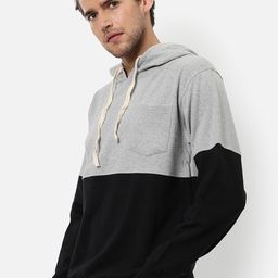 Campus Sutra Men Black Colourblocked Hooded Sweatshirt-image-73