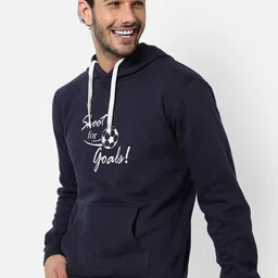 Campus Sutra Men Blue Printed Hooded Sweatshirt-picture-14