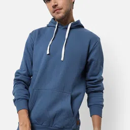 Campus Sutra Men Blue Hooded Cotton Sweatshirt-picture-28