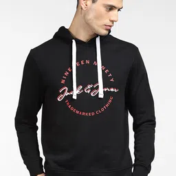 Jack & Jones Men Black Printed Hooded Sweatshirt-picture-18