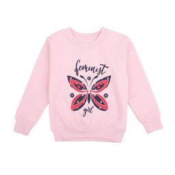 DYCA Girls Pink Butterfly Printed Cotton Winter Sweatshirt-image-10