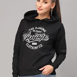 Style Quotient Women Black Printed Hooded Sweatshirt-image-80