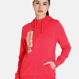 Puma Women Pink Regular Fit Graphic Hoodie-image-12