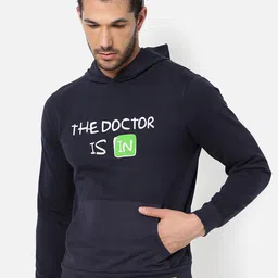 Campus Sutra Men Blue Printed Hooded Sweatshirt-image-54