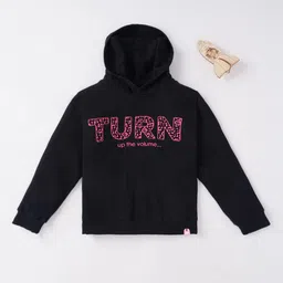 Ed-a-Mamma Girls Black Printed Hooded Sweatshirt-image-69