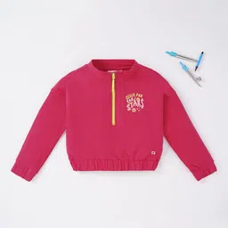 Ed-a-Mamma Girls Pink Printed Pure Cotton Sustainable Sweatshirt-49