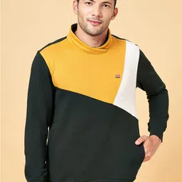 BYFORD by Pantaloons Colourblocked Hooded Cotton Pullover Regular Sweatshirt-picture-12