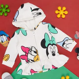 Pantaloons Baby Girls Graphic Mickey & Friends Printed Hooded Cotton Sweatshirt-picture-10