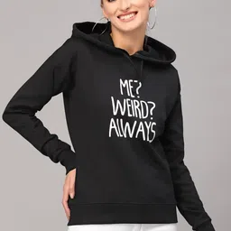 Style Quotient Women Black Printed Hooded Sweatshirt-image-79