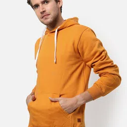 Campus Sutra Men Yellow Hooded Cotton Sweatshirt-image-70