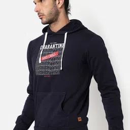 Campus Sutra Men Navy Blue Printed Hooded Cotton Sweatshirt-picture-27