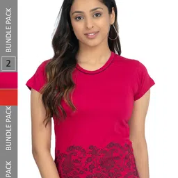 IndiWeaves Pack Of 2 Printed Pure Cotton T-shirts-image-85