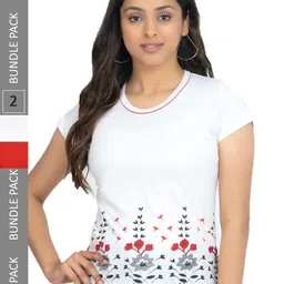 IndiWeaves Pack Of 2 Printed Pure Cotton T-shirts-image-88