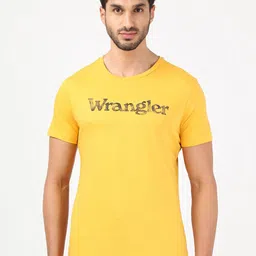 Wrangler Men Yellow & banana cream Typography T-shirt-image-55