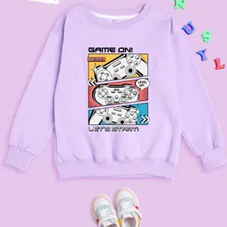 NUSYL Kids Game On Graphic Printed Round Neck Oversized Pullover Sweatshirt-picture-30