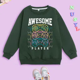 NUSYL Kids Typography Printed Oversized Fleece Pullover-picture-12