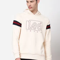 Lee Men Cream-Coloured Printed Hooded Sweatshirt-picture-15