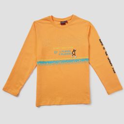 Gini and Jony Boys Yellow Typography Printed Cotton T-shirt-image-11