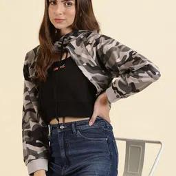 SHOWOFF Camouflage Printed Hooded Neck Cotton Sweatshirt-5