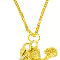 Sankat Mochan Pawan Putra Hanuman Ji Bajrangbali Locket With Chain Gold-plated Brass Pendant-21