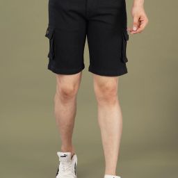 Self Design Men Black Denim Shorts-image-45