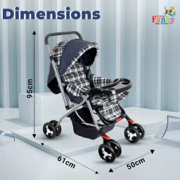 Adjustable backrest, 360° Swivel Wheel , Reversible Handlebar Feeding Tray Pram Stroller-1