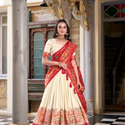 Solid, Bandhani, Checkered, Printed, Self Design Semi Stitched Lehenga Choli-picture-15
