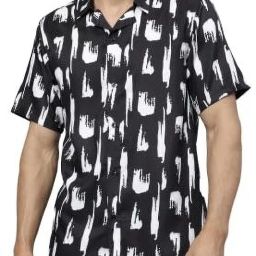 Men Shirt & Pyjama set Black Printed-image-87
