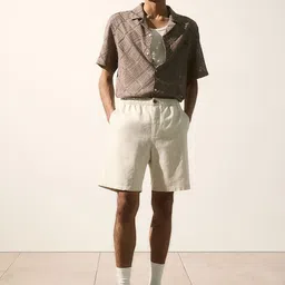 H&M Men Regular Fit Linen-Blend Shorts-image-64