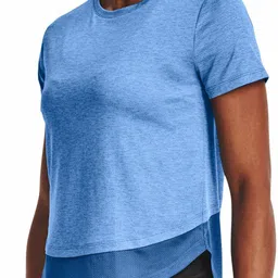 under armour Women Solid Round Neck Polyester Blue T-Shirt-picture-48