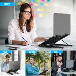 Bitline My Buddy Portable All in one Laptop Stand Aluminium Adjustable Desk Foldable 6 Level of Height Adjustable Laptop Stand-image-32