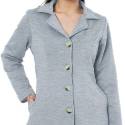 Polycotton fleece Solid Coat For Women-image-45