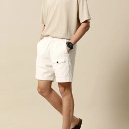 Self Design Men White Regular Shorts-image-29