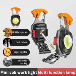 shop comfort Mini Keychain Led Flashlight Rechargeable Multi Function 7 Lighting Modes Torch image 3