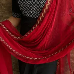 Chiffon Solid Red Women Dupatta-7