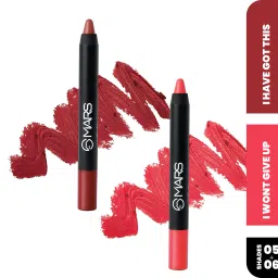Long Lasting Lip Crayon Lipsticks, Matte Finish & Waterproof Lipstick, Pack of 2-19