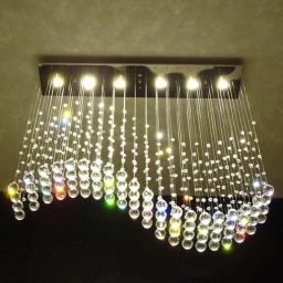 INDSMART Modern Glass Chandelier Crystal Fixture Pendant Ceiling Light Lamp (Yellow, 22*50cm, 4 Light) Chandelier Ceiling Lamp-image-16