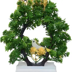 Artificial Flower With Bird for Home, Room, Bedroom, House, Office & Weddings Green, Yellow Wild Flower Artificial Flower with Pot-17