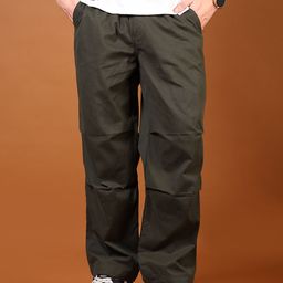 v-mart Men Loose Fit Green Cotton Blend Trousers-picture-6