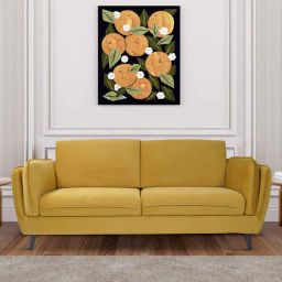 casacraft from pepperfry Obelia Velvet 3 Seater Sofa in Mustard Yellow Colour-picture-20
