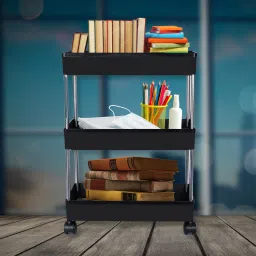 Unbreakable 3 Layer Storage Rack Easy for Vegetable Basket,Office, bEdroom Plastic Kitchen Trolley-image-26
