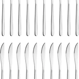 20 Pcs Luxury Silver Cutlery Set Dinner Table Steak Knife|Home,Restaurant,Gift Stainless Steel Steak Knife, Cheese Knife, Dessert Knife, Fruit Knife, Table Knife Set-10