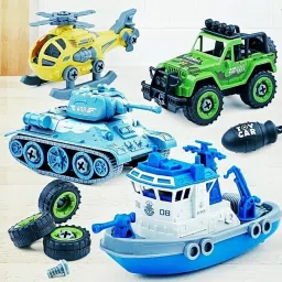 Army Construction Toys Vehicles Set 4 PCs DIY Fordable With Screw Driver Toy Set-20